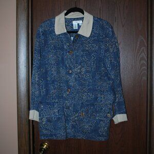Coldwater Creek Denim Floral Jacket with Pockets - M